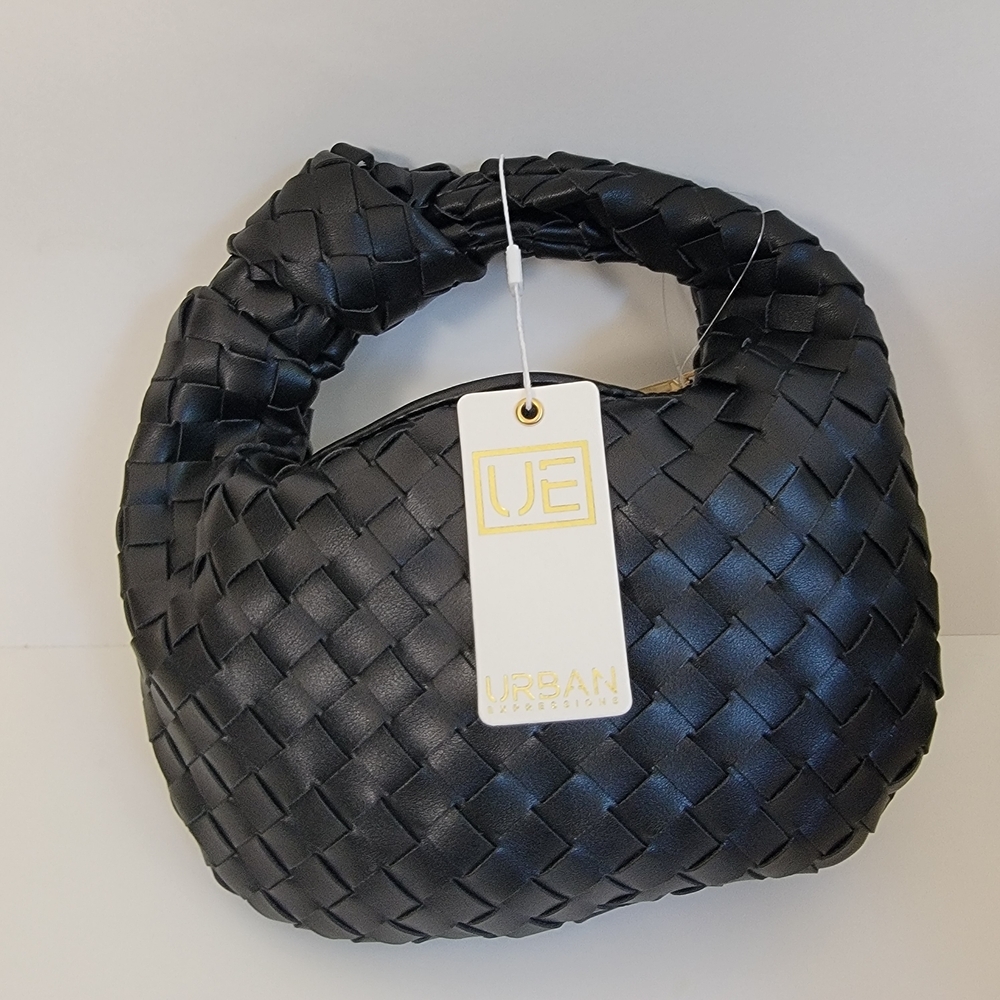 Urban Expressions Black Woven Handle Bag